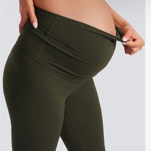 CRZ maternity yoga leggings buttery soft - olive green